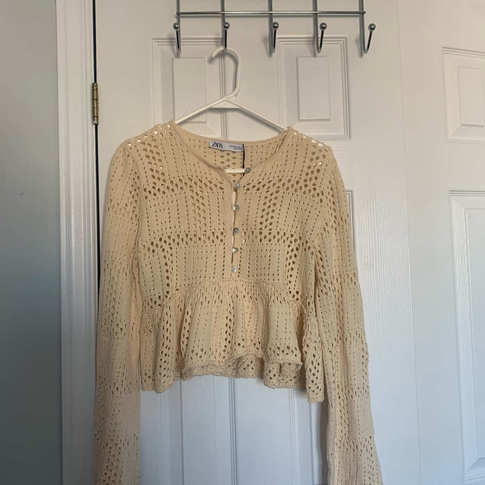 Zara crotchet style bell sleeve top